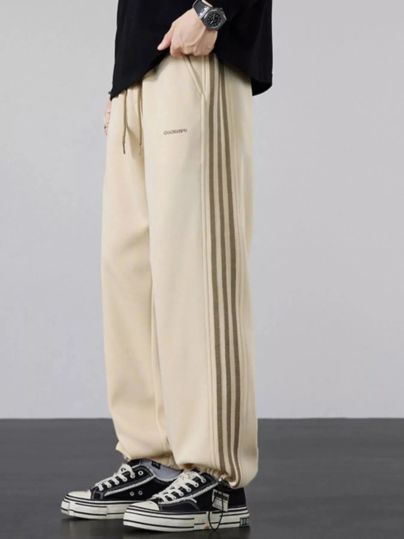 Men's Plus Size Casual Striped Wide Leg Sweatpants Simply Love