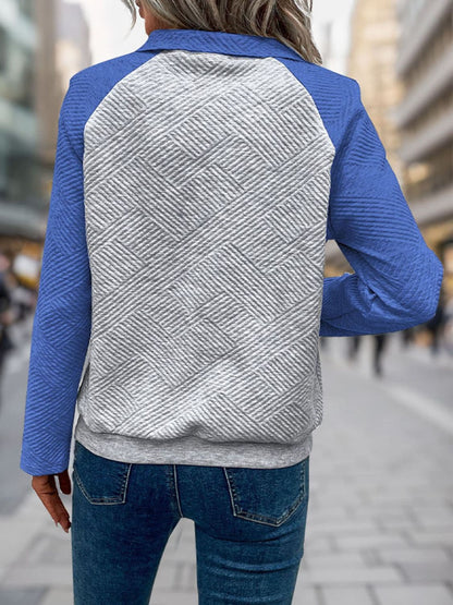 Contrast Textured Long Sleeve Sweatshirt.