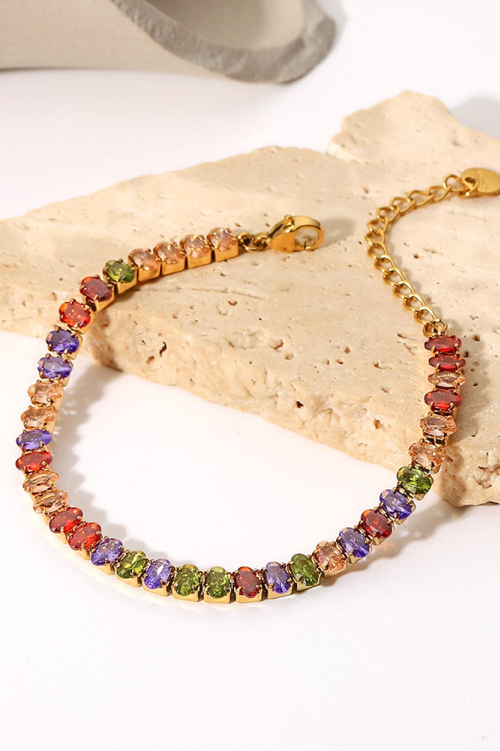 18K Gold Plated Multicolored Zircon Bracelet.