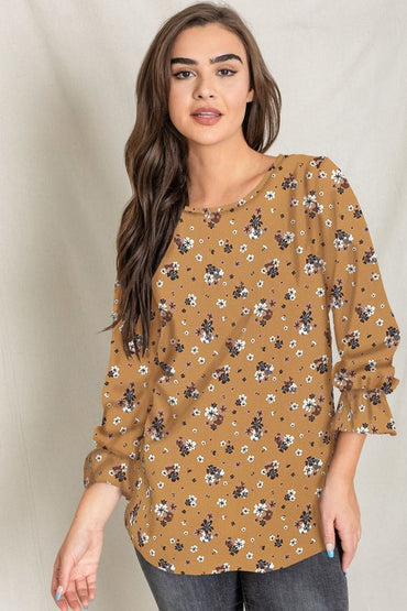 Plus size floral tunic with ruffles