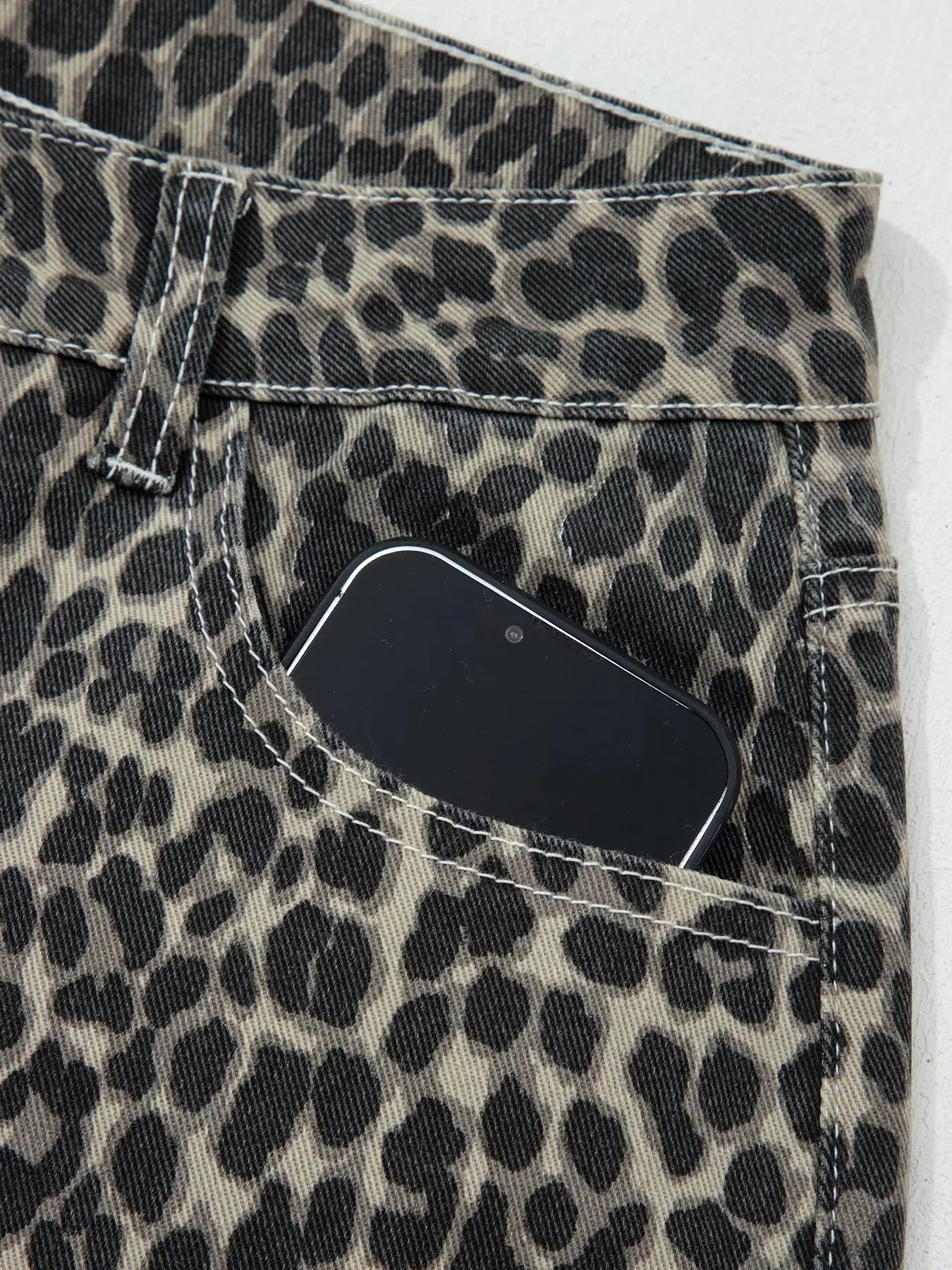 Leopard Print High Waist Barrel Jeans Simply Love
