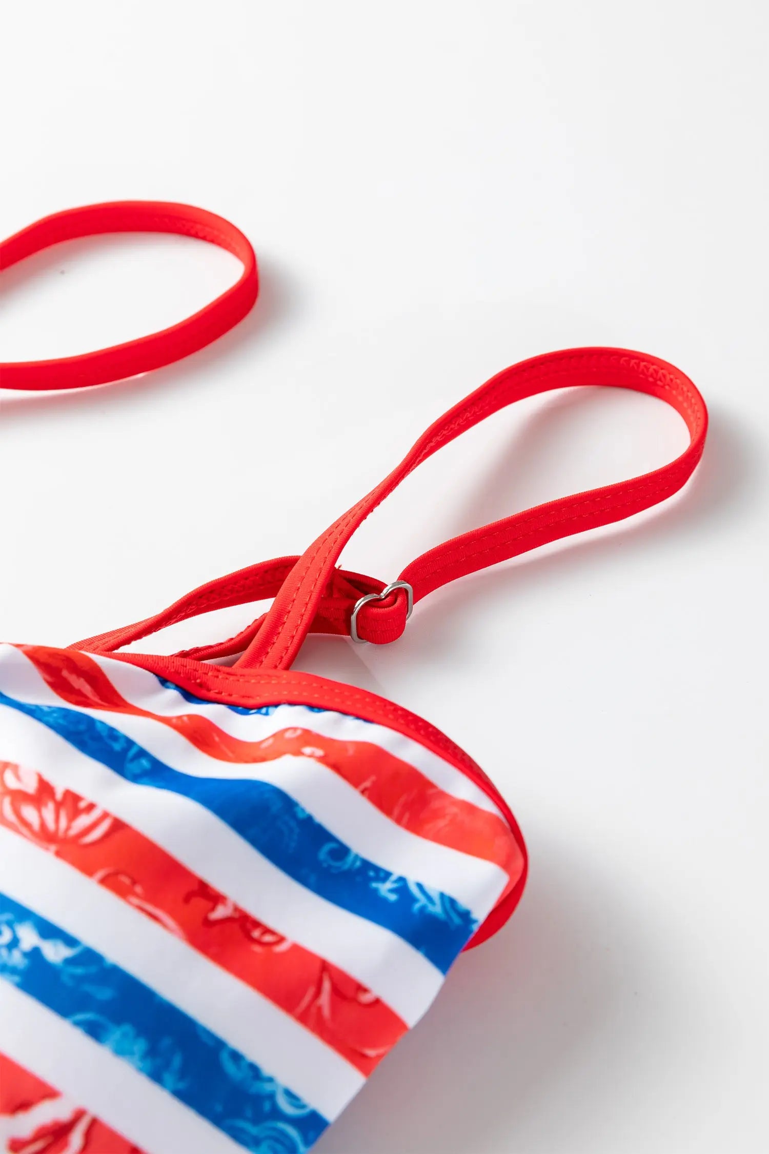 Red July 4th Stripes Star Floral Cutout Spaghetti Strap One Piece Swimsuit Dear-Lover Dropshipping