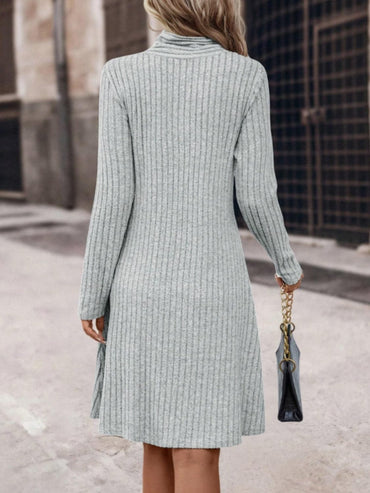 Ribbed Long Sleeve Sweater Dress.