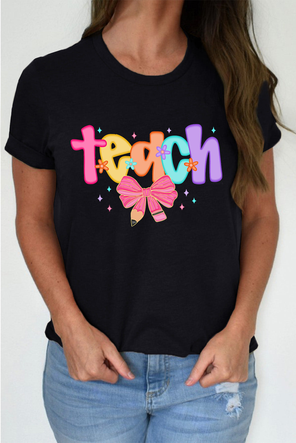 Black Teach Bow Graphic Holiday Tee Divine Design4U