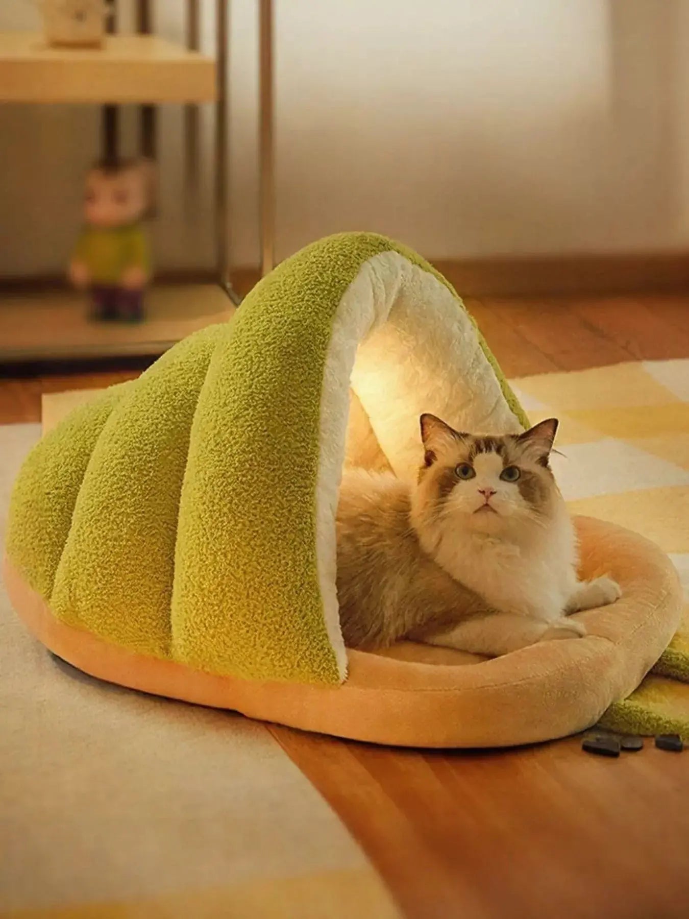 Cozy Caterpillar Shape Pet Nest with Plush Interior Simply Love
