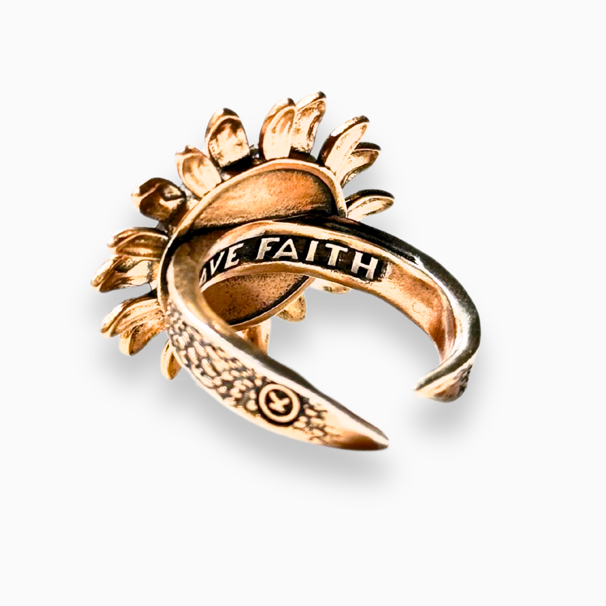 Have Faith Sunflower Inspire Adjustable Ring Katia Designs