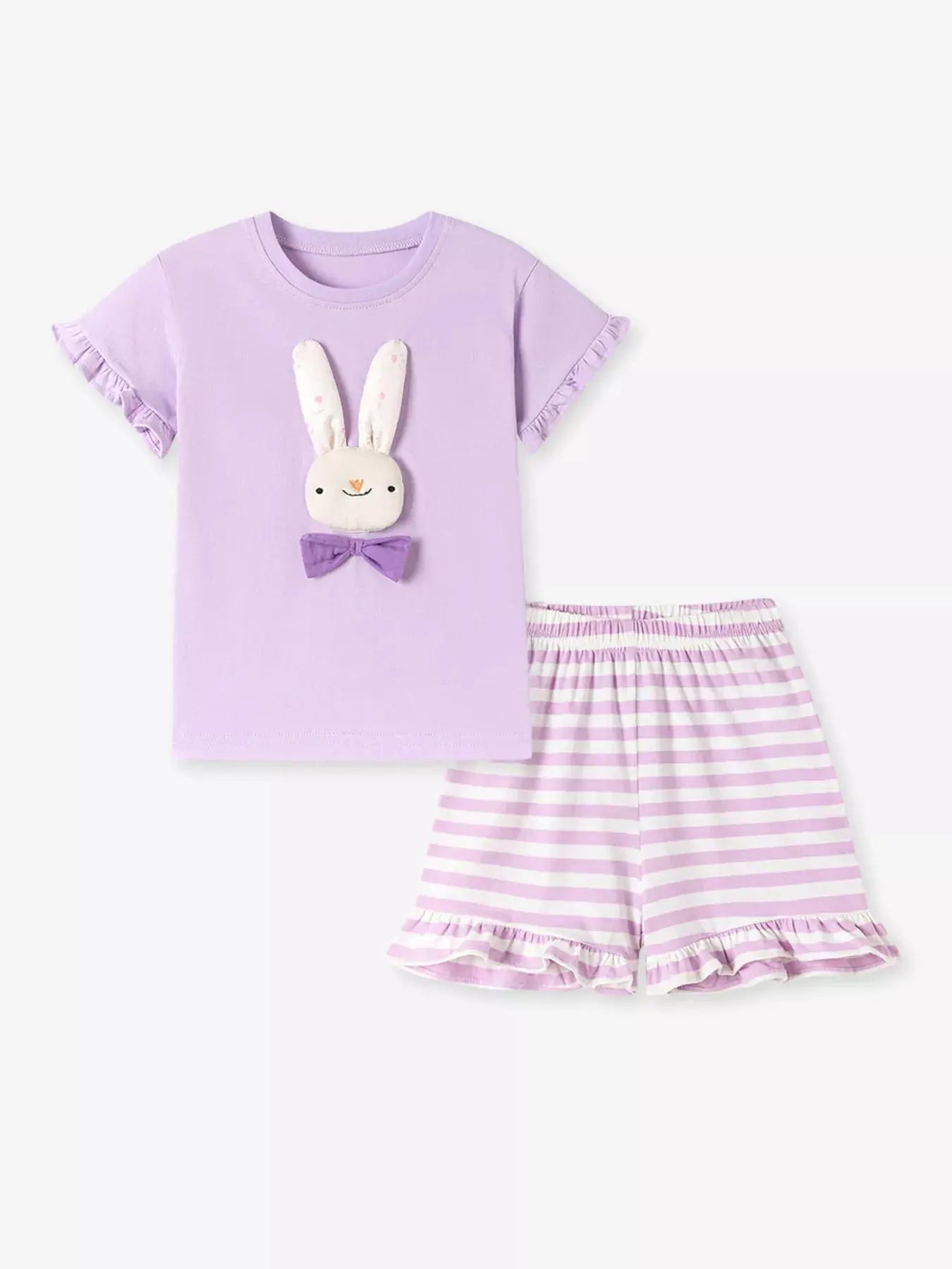 Children's Cute Bunny Applique Ruffle Trim Set Simply Love