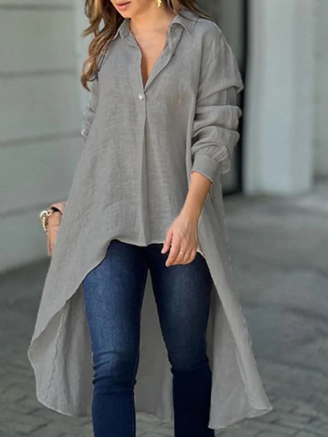 Chic high-low collared shirt