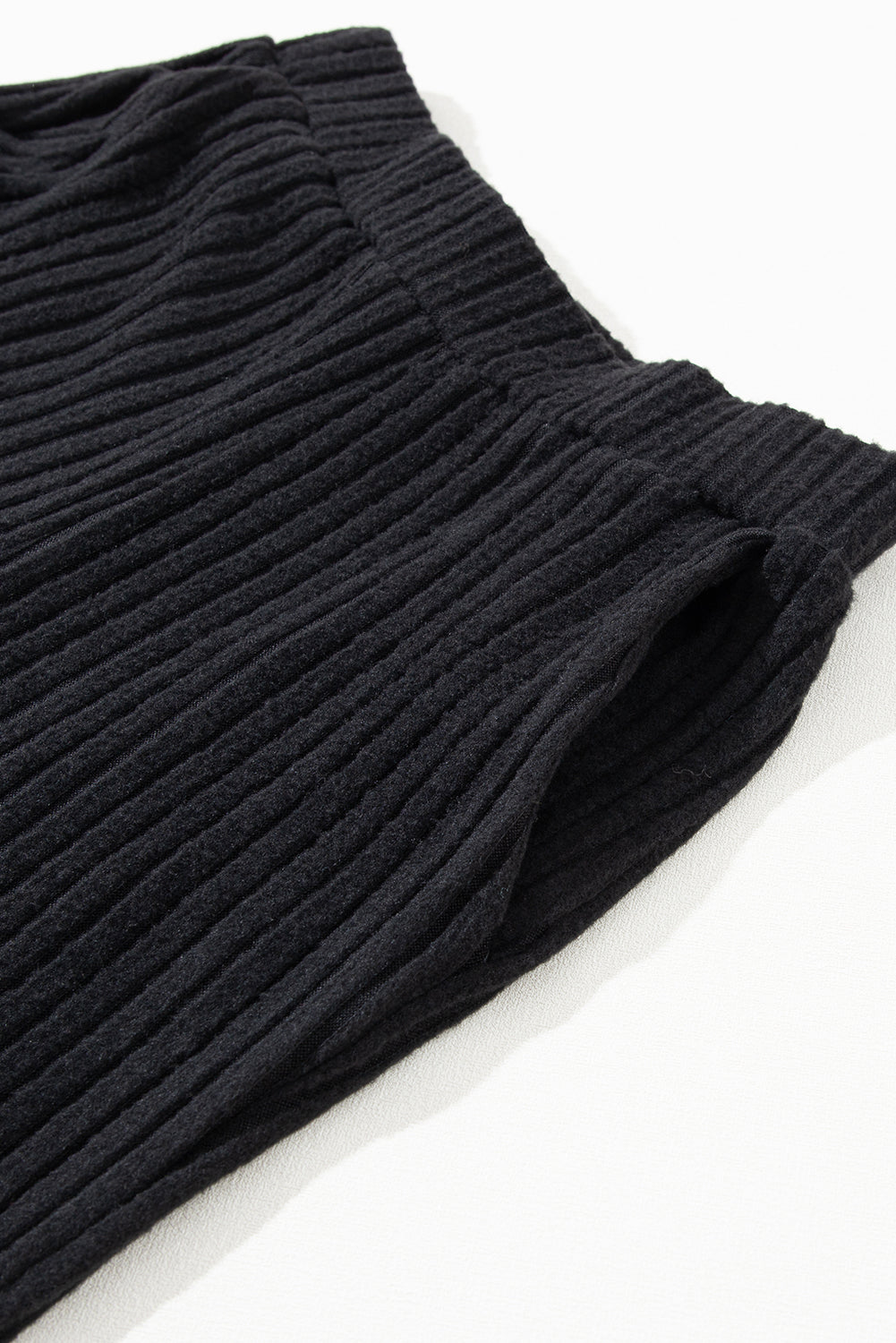 Chic black ribbed knit slouchy two-piece ensemble