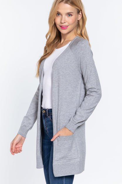 ACTIVE BASIC Open Front Long Sleeve Cardigan.