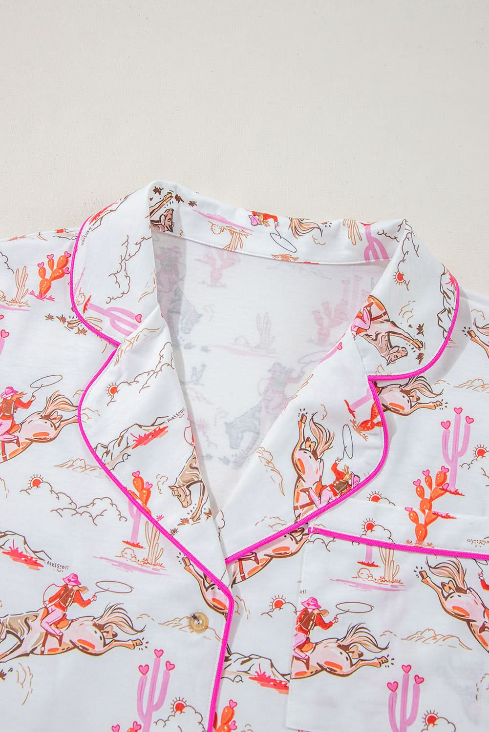 White Western-Themed Sleepwear Set