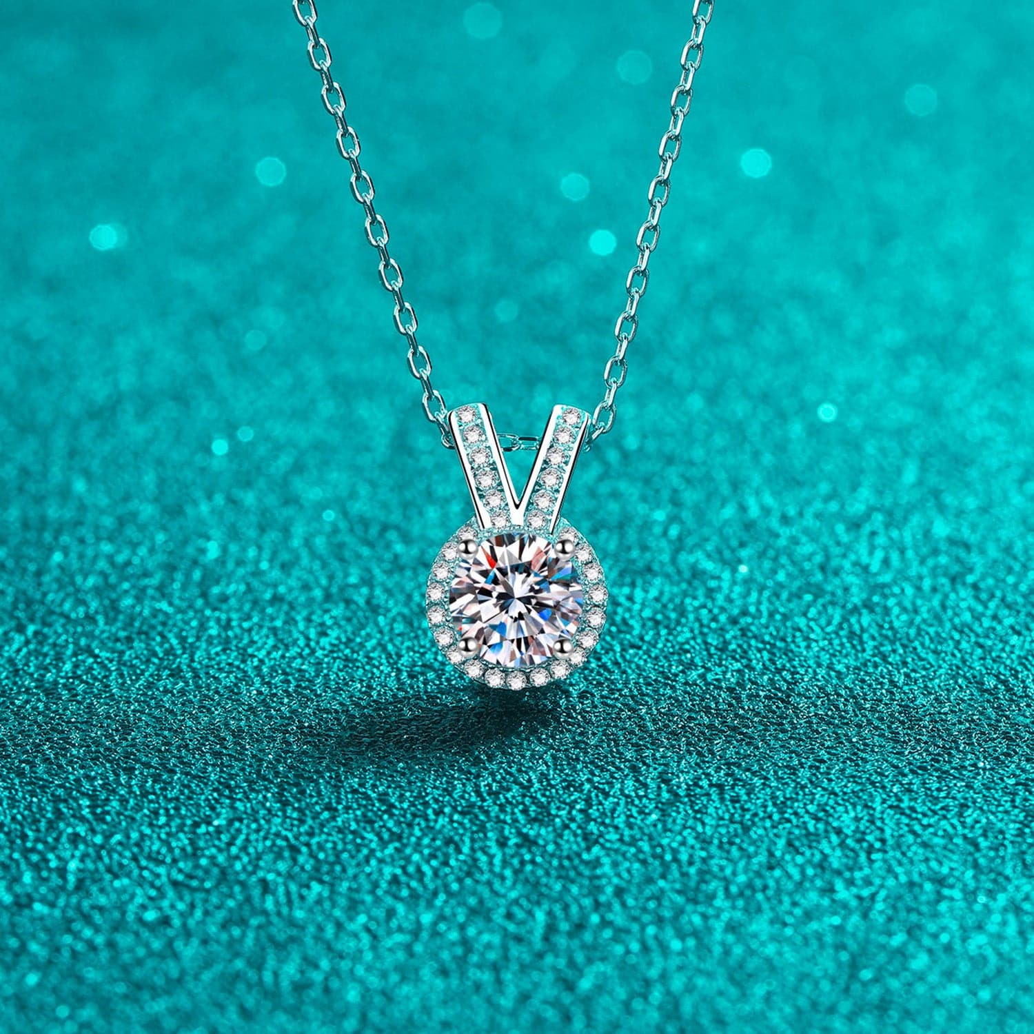 1 Carat Moissanite Rabbit Ears Shape Pendant Necklace.