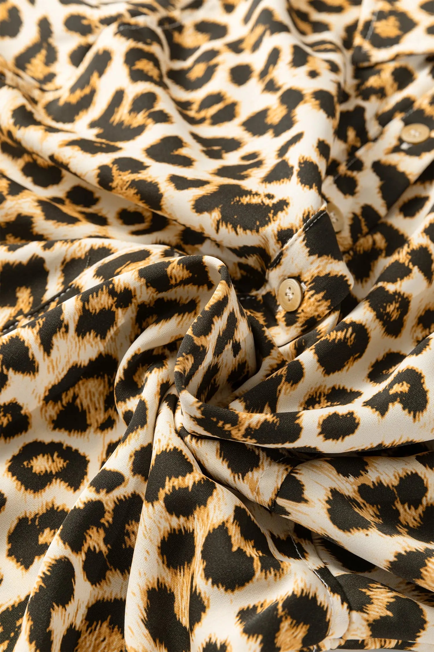 Khaki Leopard Print Shirt With Contrast Edge For Everyday Wear Dear-Lover Dropshipping