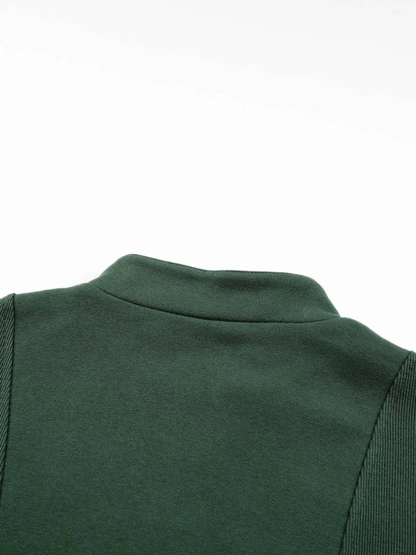 Half Zip Stand Collar Exposed Seam Solid Color Casual Sweatshirt Simply Love