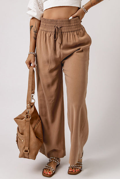 Chic brown wide leg pants with pockets