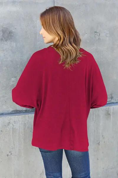 Double Take Full Size Round Neck Long Sleeve T-Shirt - Love Salve