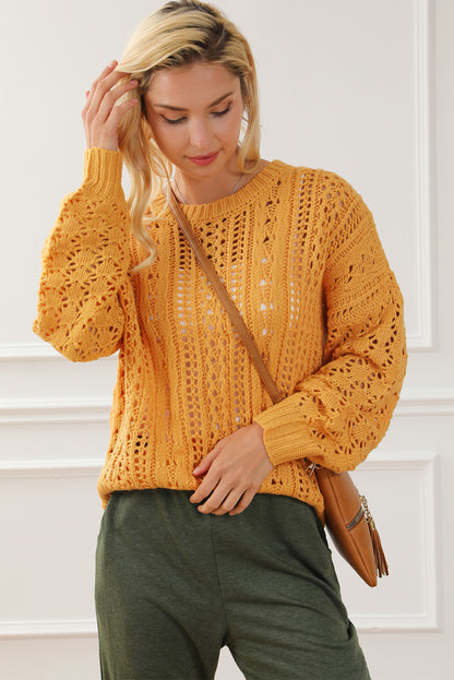 Chic yellow cable knit sweater