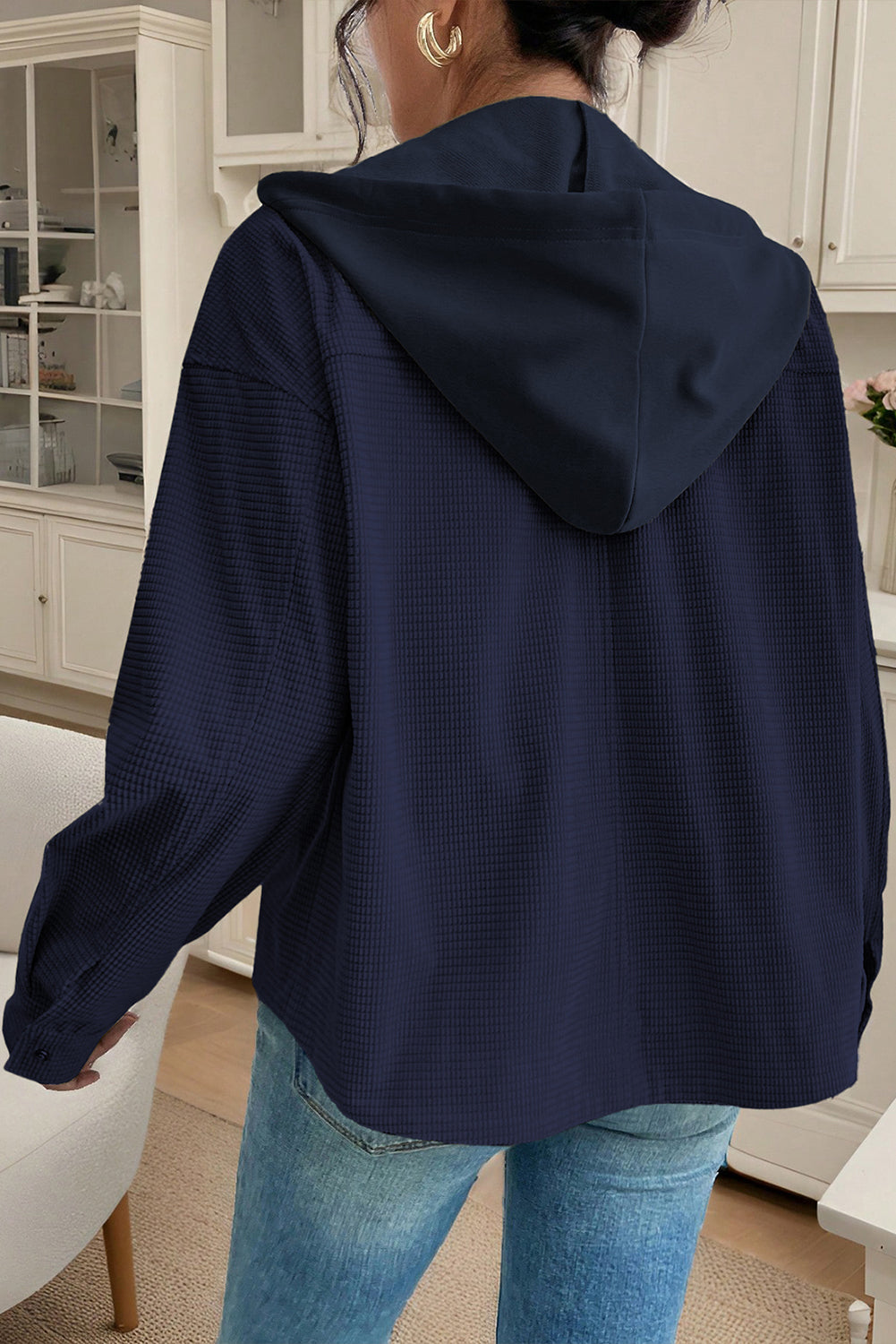 Sail Blue 2 In 1 Thermal Knit Textured Hooded Jacket For Men And Women All Weather Outdoor Outerwear Dear-Lover Dropshipping