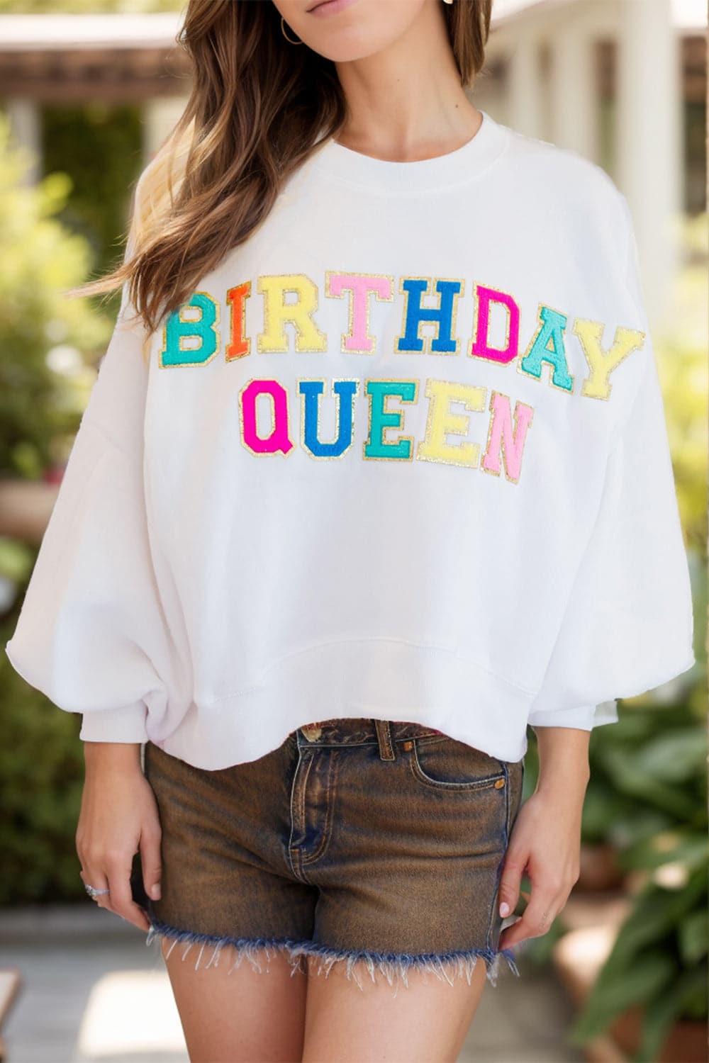 Birthday queen sequin sweatshirt