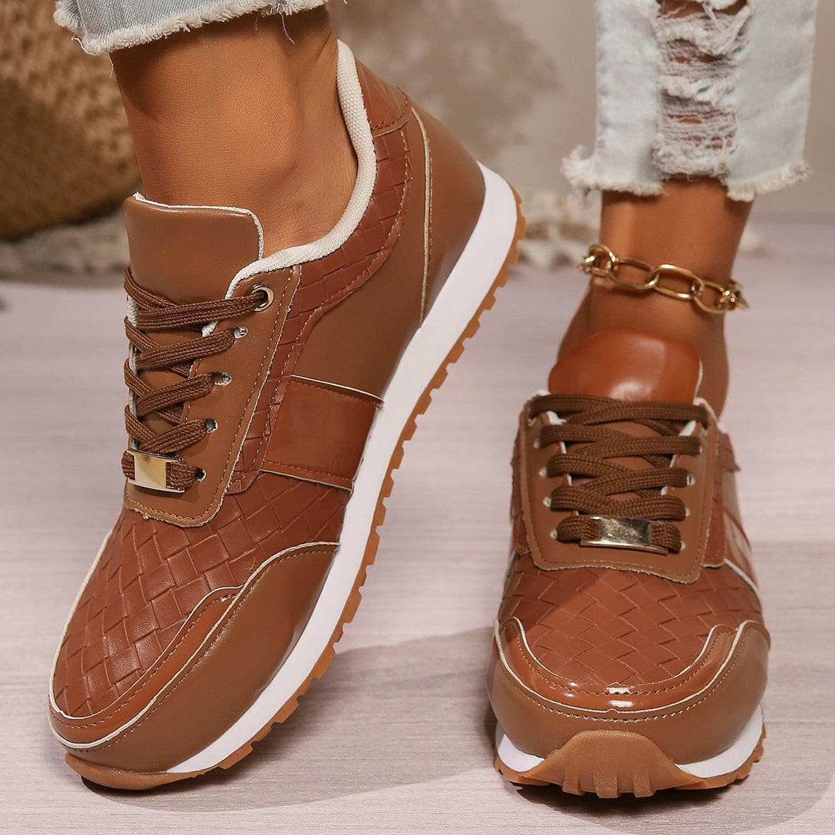 Lace-Up PU Leather SneakersLace-Up PU Leather Sneakers
 Step up your style game with our Lace-Up PU Leather Sneakers. Elevate your footwear collection with these sleek and comfortable sneakersLove Salve PU Leather SneakersShoes