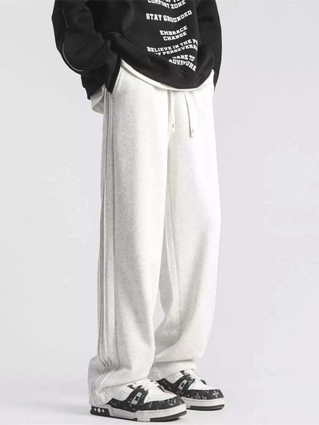 Men's Full Size Casual Loose-Fit Sweatpants with Side Stripes Plus Size Simply Love