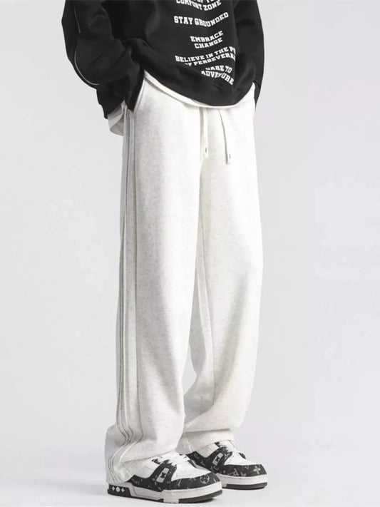 Men's Full Size Casual Loose-Fit Sweatpants with Side Stripes Plus Size Simply Love
