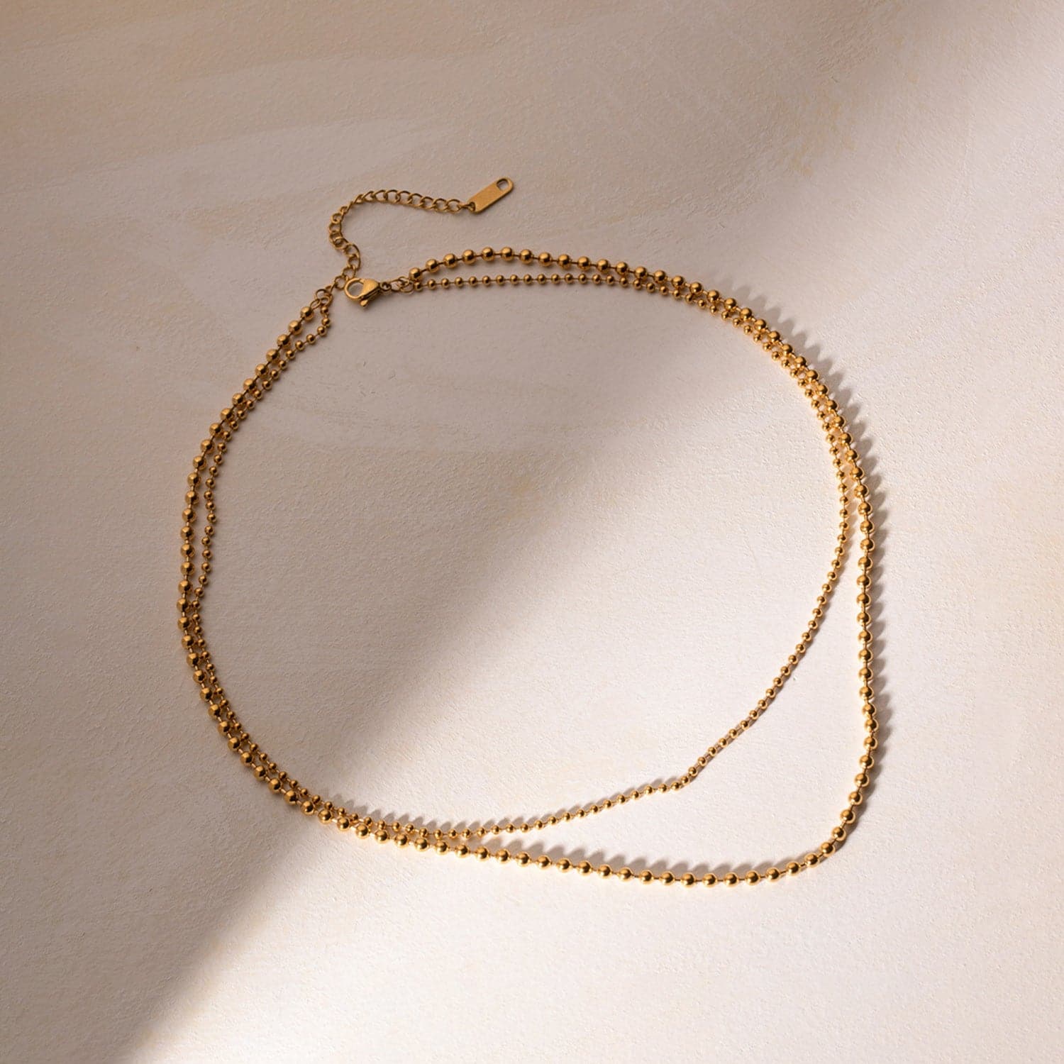 18K Gold-Plated Lobster Closure Bead Necklace.