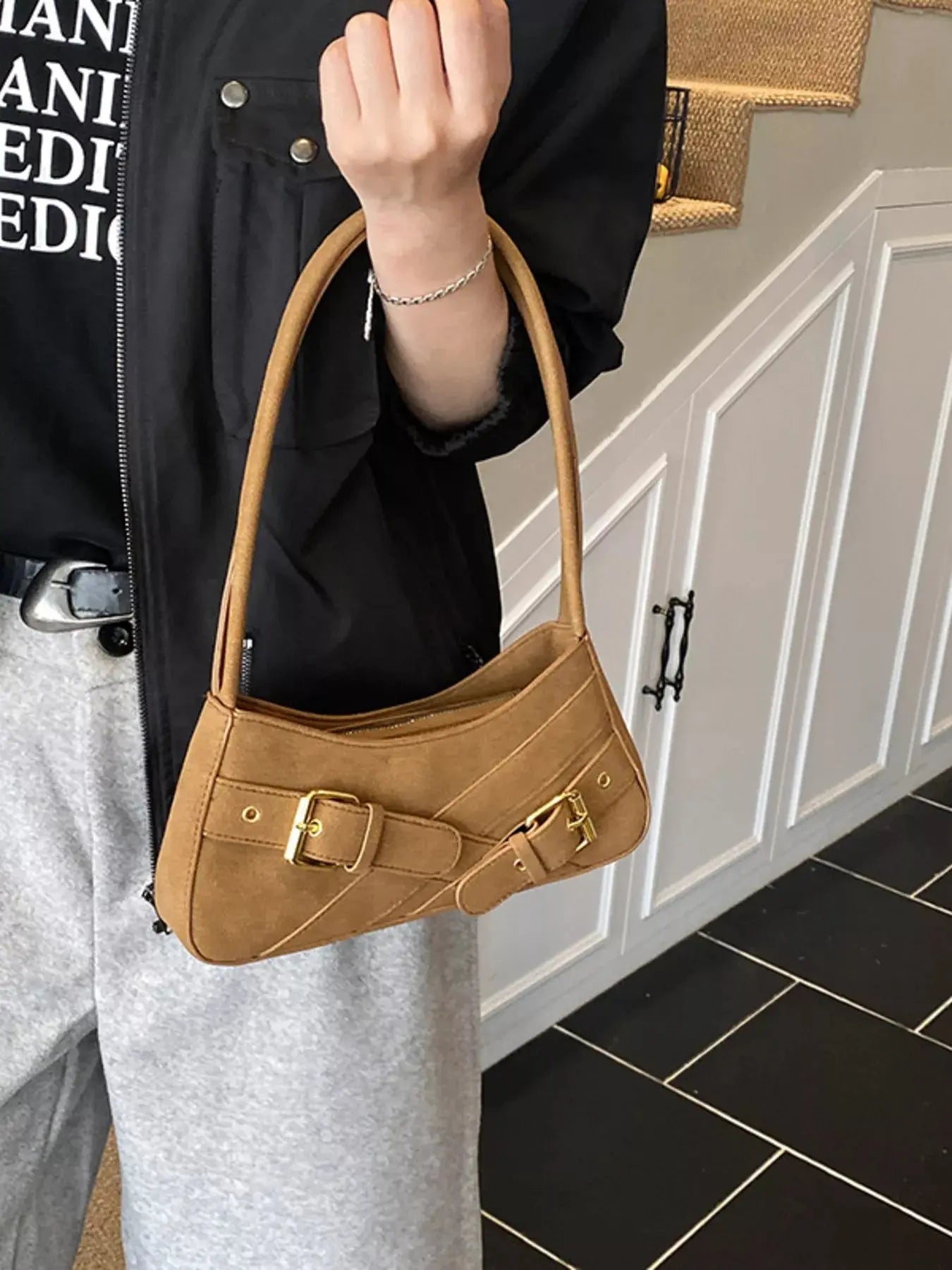 Buckle Decor Shoulder Bag Simply Love