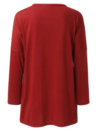 Chic and comfy round neck long sleeve tee with pockets