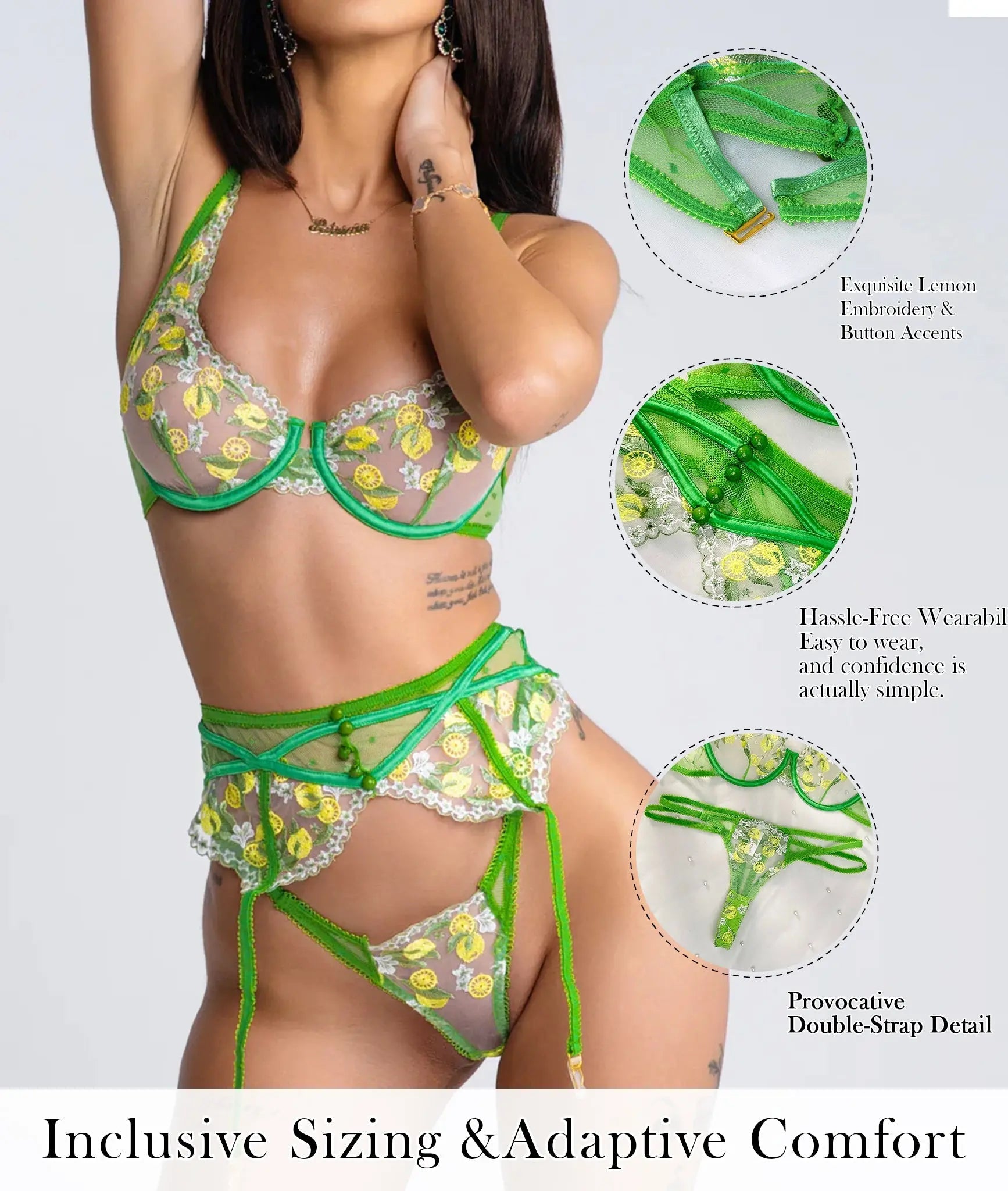 Fresh Lemon Embroidery Lingerie Set Hello.LA.Girl