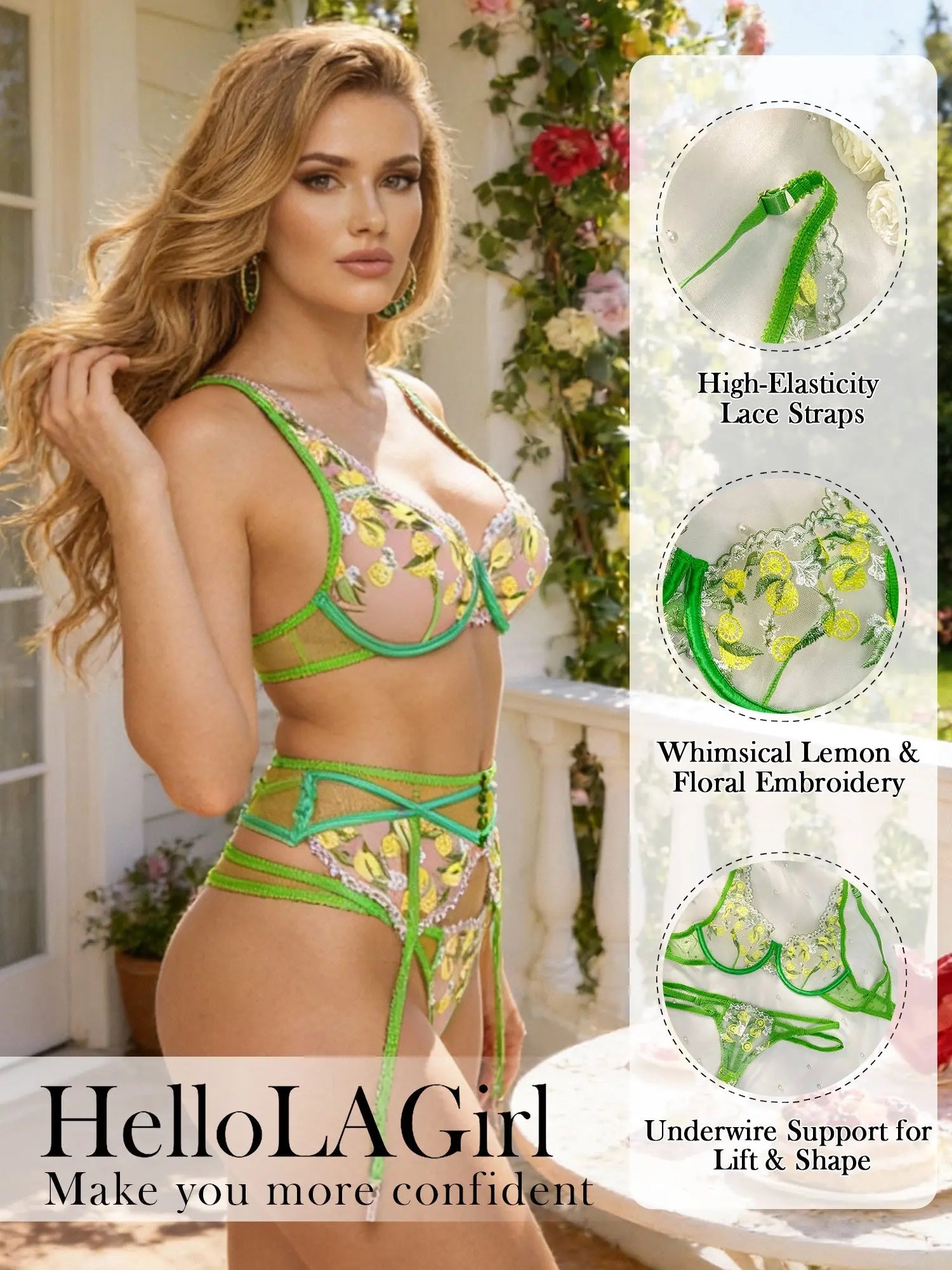 Fresh Lemon Embroidery Lingerie Set Hello.LA.Girl