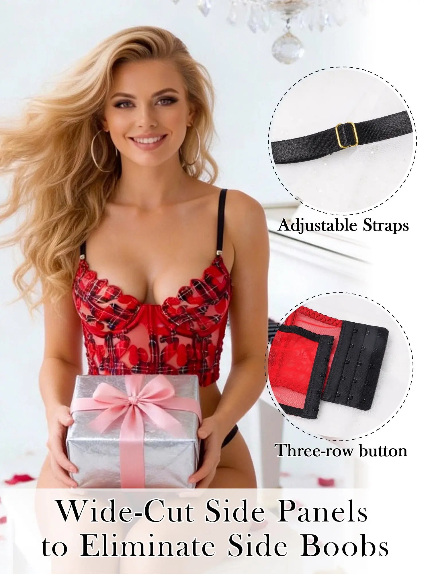 Red Tartan Flower Lingerie Set Hello.LA.Girl