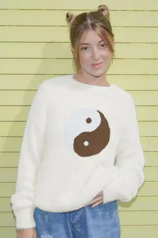 Yin Yang fuzzy sweater Miss Sparkling