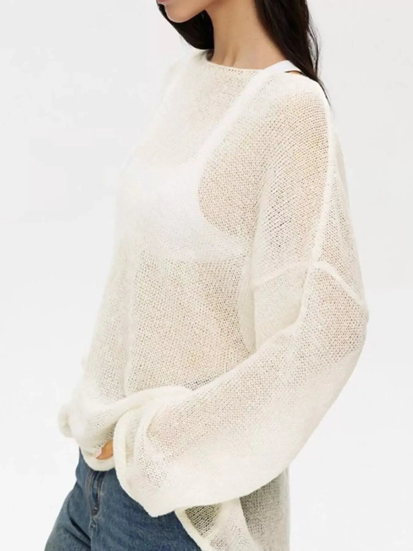 Boat Neck Dropped Shoulder Sweater Simply Love
