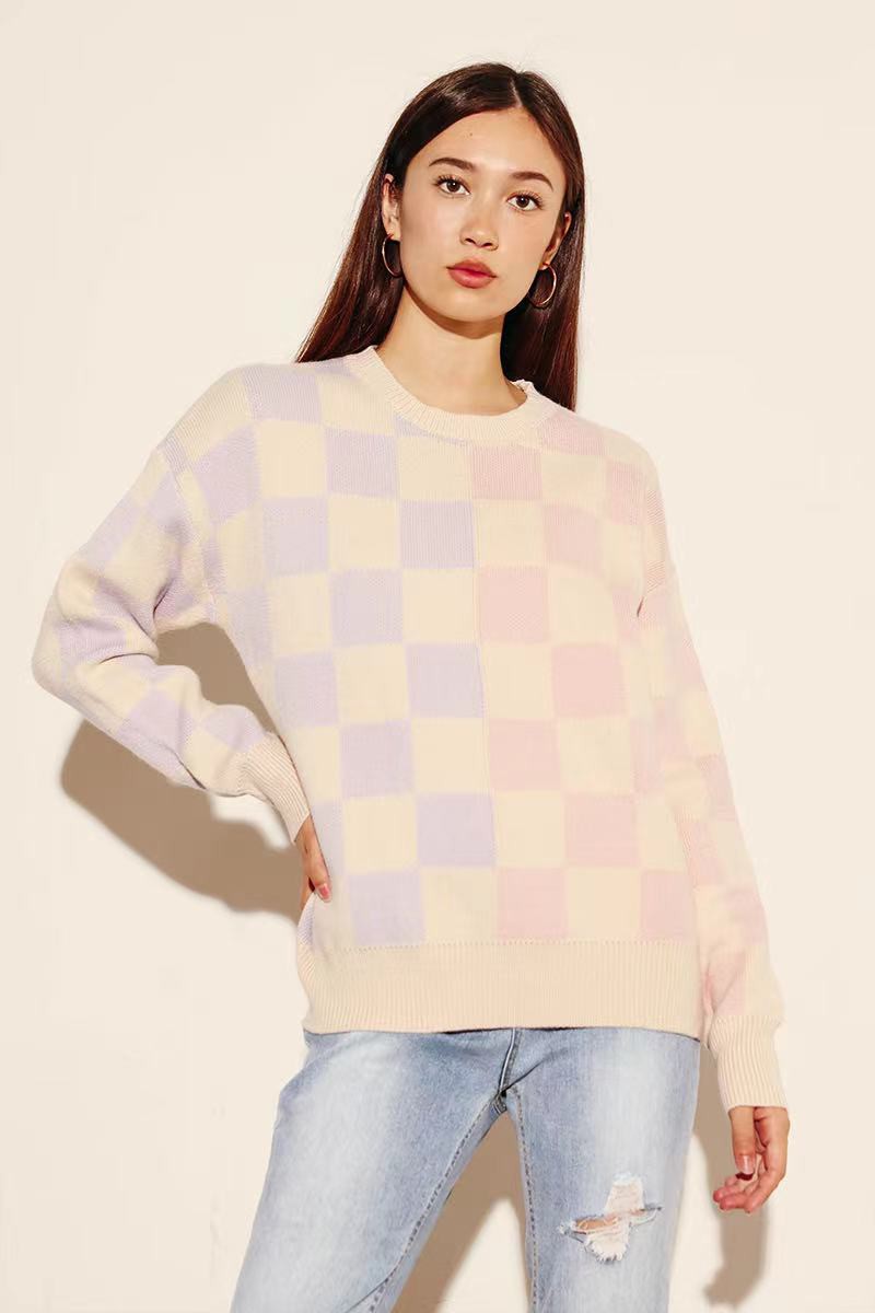 Two tone checker sweater Miss Sparkling