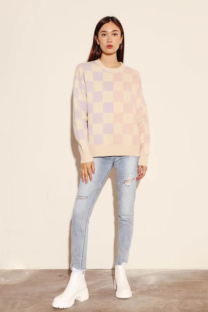 Two tone checker sweater Miss Sparkling