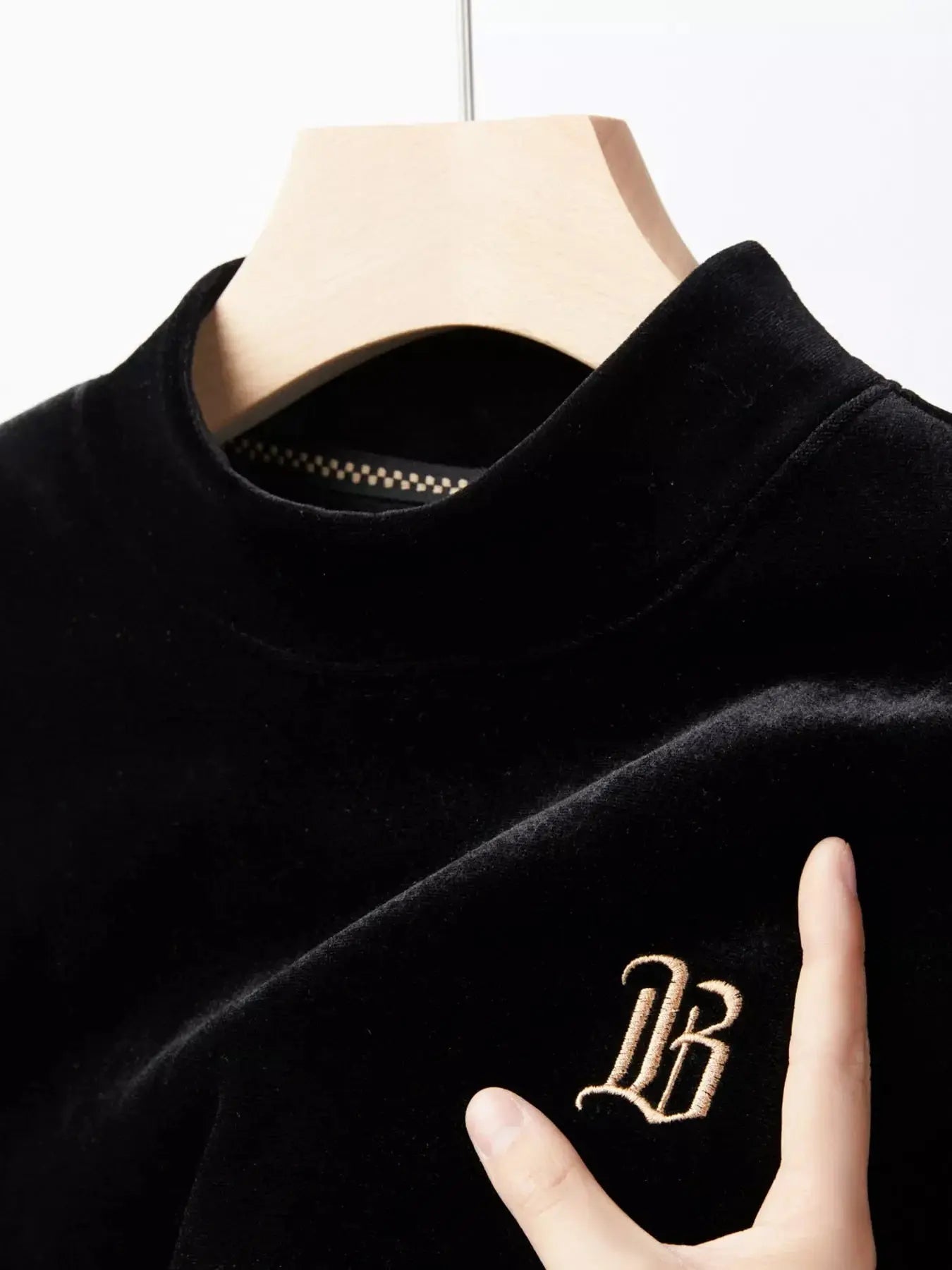 Men's Plus Size Velvet Embroidered Warm T-Shirt Simply Love