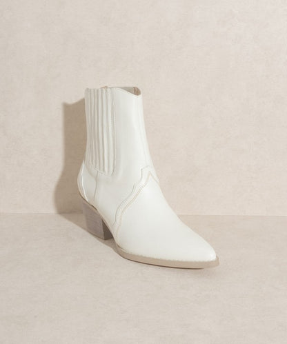 Western-inspired Chelsea bootie with elegant stitch detailing