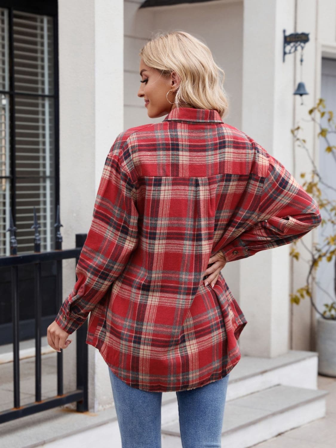 Plaid Button Up Long Sleeve Shirt.