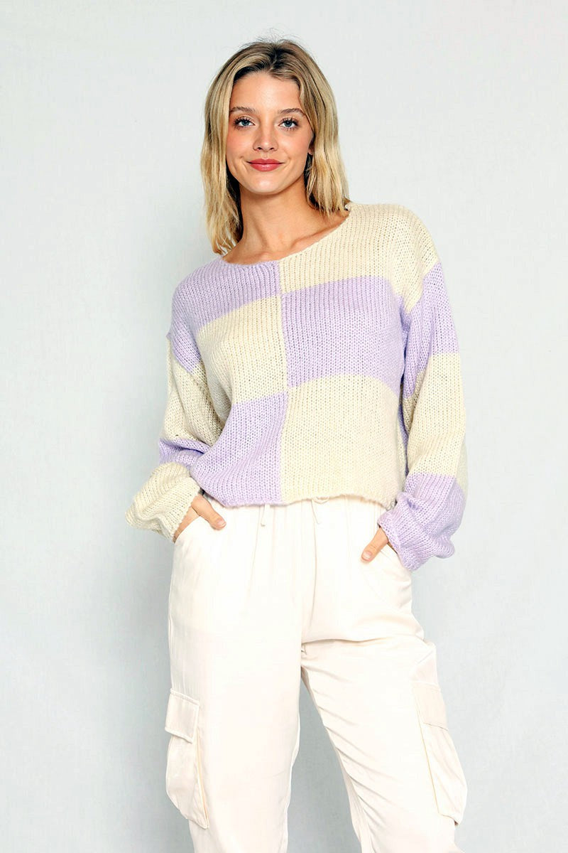 Checkered Cropped sweater Miss Sparkling