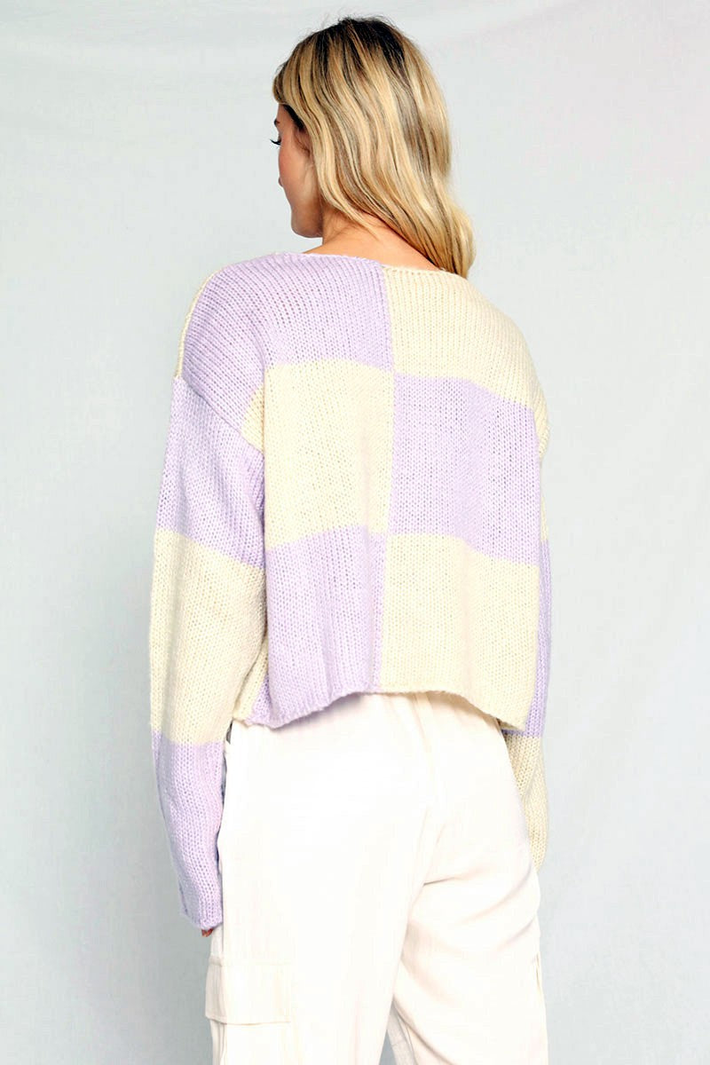 Checkered Cropped sweater Miss Sparkling