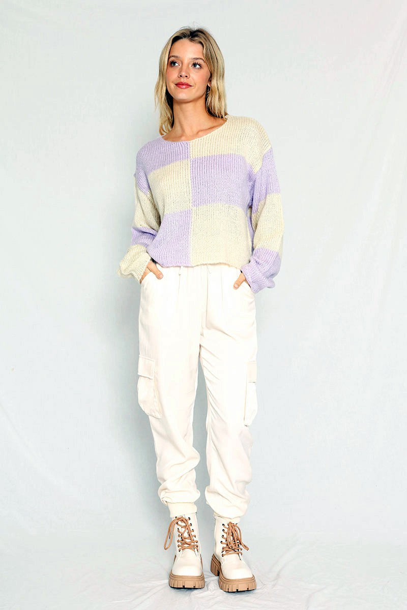 Checkered Cropped sweater Miss Sparkling