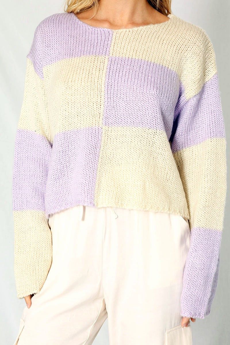 Checkered Cropped sweater Miss Sparkling