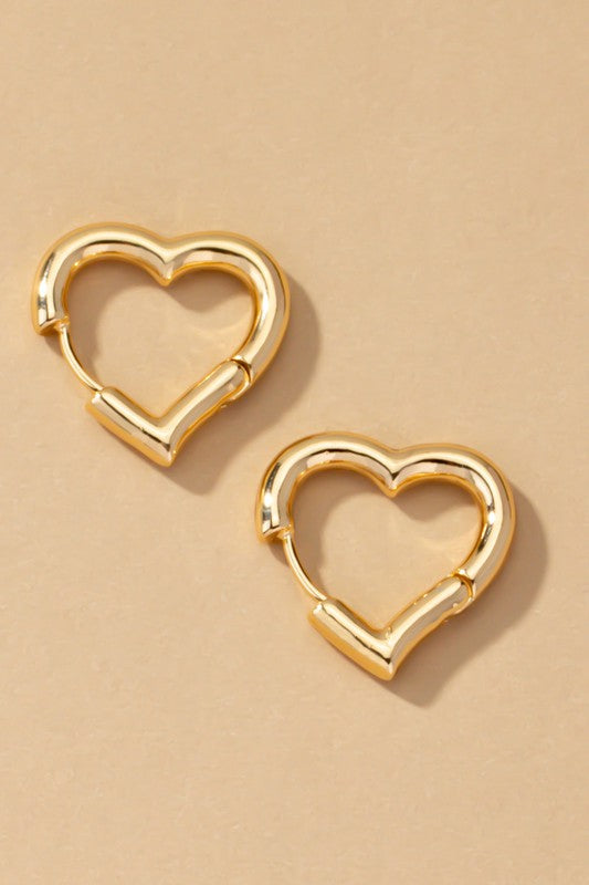 Heart Hinged Huggie Hoop Earrings Coco’s Tee Boutique