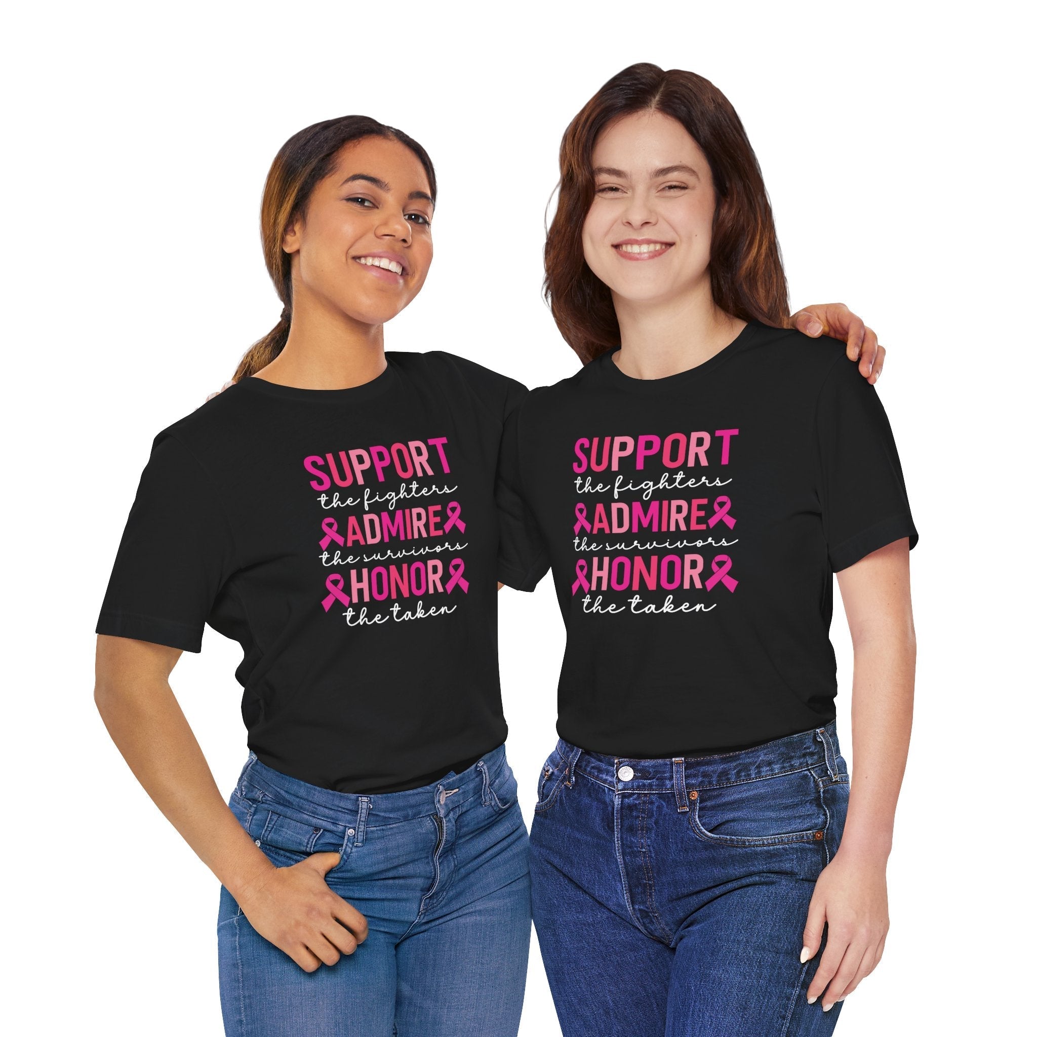 Support Honor Admire Cancer Awareness Tee Unisex Short Sleeve Shirt For Fighters Survivors And The Taken Coco’s Tee Boutique