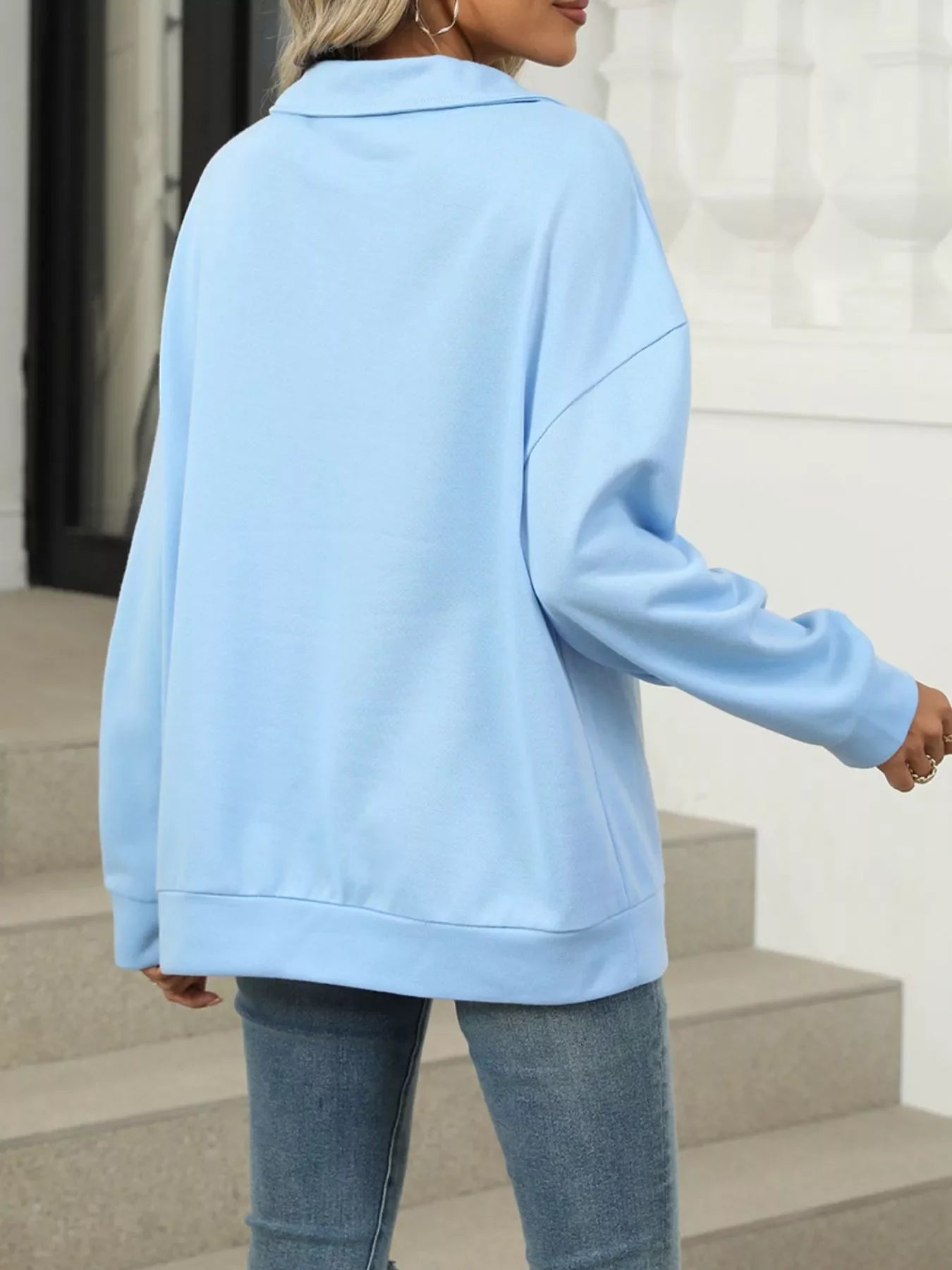 Johnny Collar Long Sleeve Sweatshirt