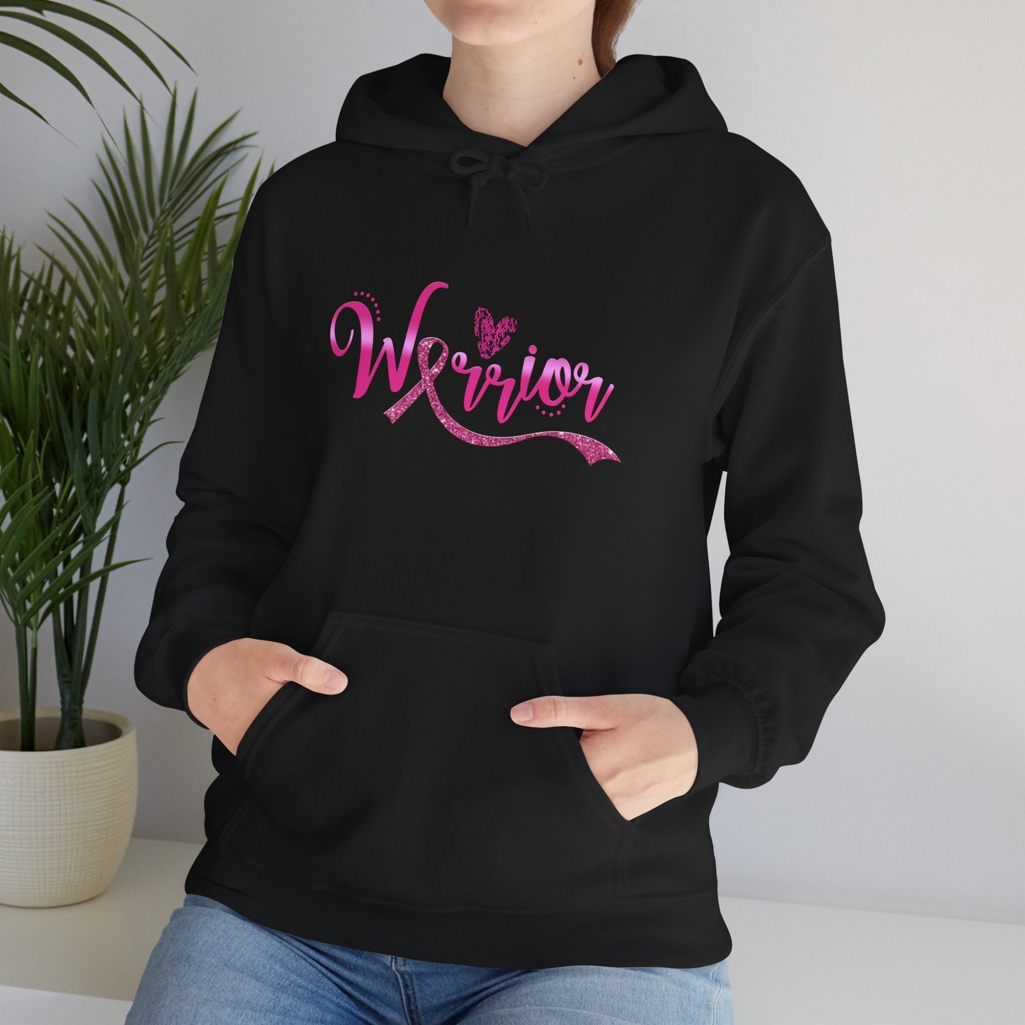 Warrior Breast Cancer Awareness Hoodie With Pink Ribbon Inspired Graphic Gildan 18500 Unisex S To 5XL Coco’s Tee Boutique