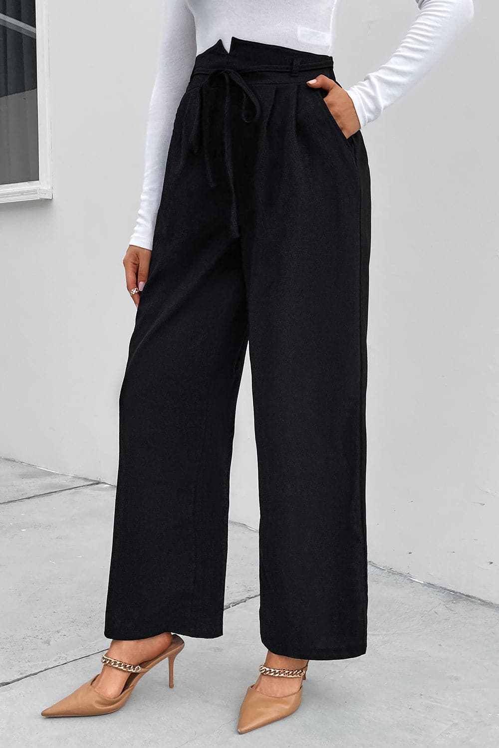 Chic high waist wide leg pants - Love Salve 