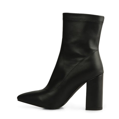 Chic pointed toe ankle boots with block heels