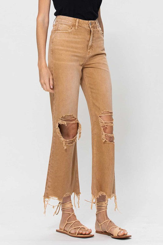 90's high-waisted crop flare jeans